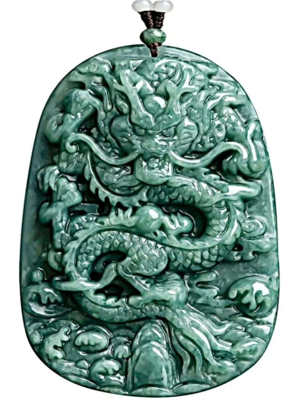 Natural Jade Dragon Pendant Necklace - Grade A Untreated Burmese Jadeite